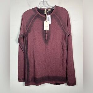 Civil Society Waffle Knit Long Sleeve Shirt Small Burgundy